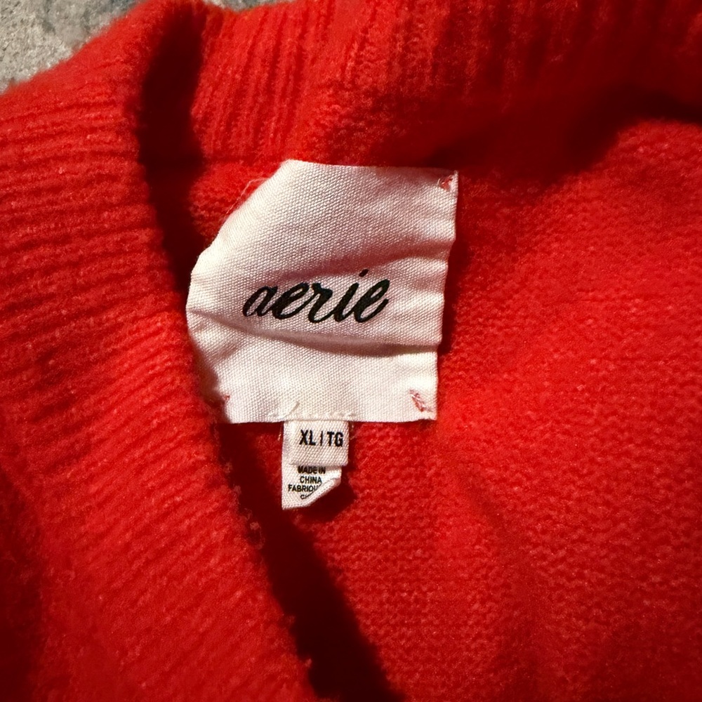 Aerie Vibrant Red Cowl Neck Sweater - Picture 2 of 2
